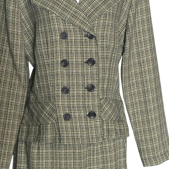 Vintage 80s LA BELLE Tweed Skirt Suit Size 9 Double Breasted Jacket Retro Career - Picture 6 of 11